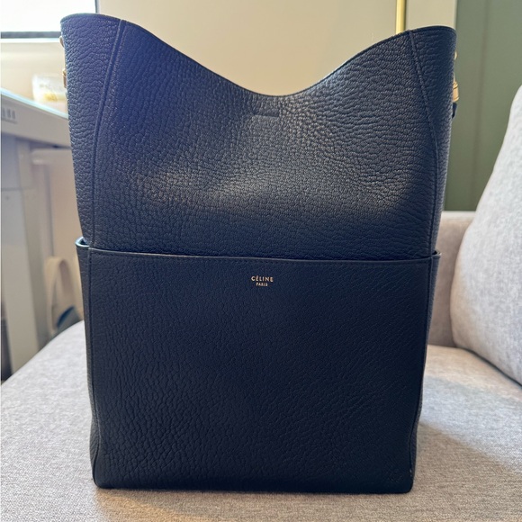 Celine Sangle Seau Calfskin Bag in Black with Gold Hardware in Large Size - Picture 2 of 15